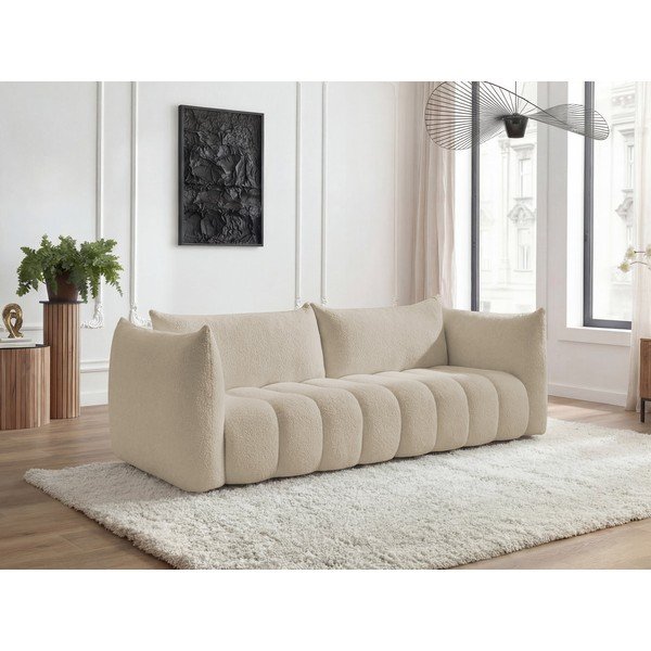 Beżowa sofa z materiału bouclé 286 cm Azra – Bobochic Paris-image-1