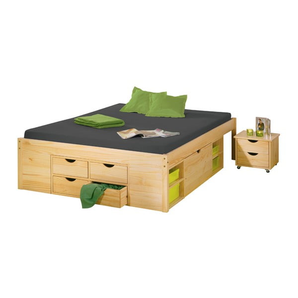 Drewniane łóżko dwuosobowe 13Casa Miky, 180x200 cm