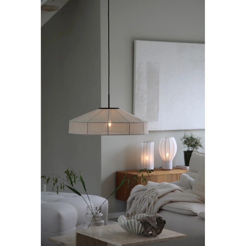 Czarno-biała lampa wisząca z tekstylnym kloszem ø 57 cm Alia – Markslöjd (zdjęcie 3)