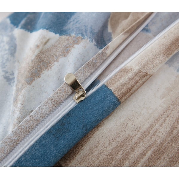 Niebiesko-brązowa pościel jednoosobowa z mikrosatyny 3-częściowa 140x200 cm Eden – JAHU collections-image-2