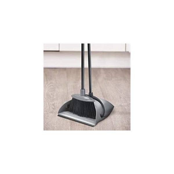 Szaro-czarna szufelka ze zmiotką na długim kiju Addis Dust-image-1