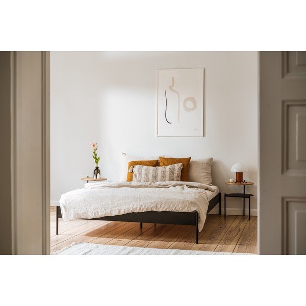 Białe stalowe łóżko dwuosobowe bez zagłówka ze stelażem 180x200 cm Eton Basic – noo.ma-image-1