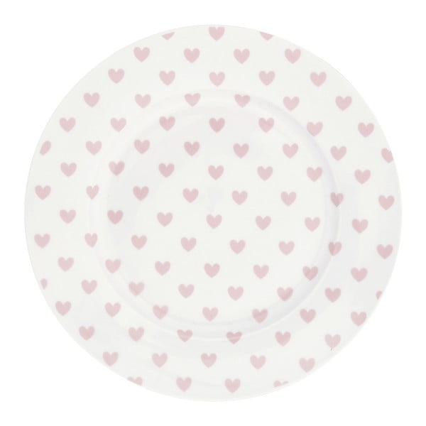 Talerz ceramiczny Miss Étoile Rose Hearts, ⌀ 25 cm