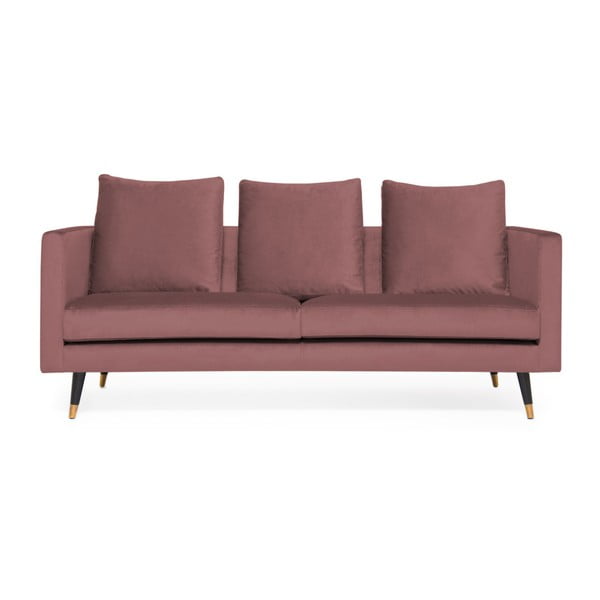 Różowa sofa 3-osobowa z mosiężnymi nogami Vivonita Harper Velvet