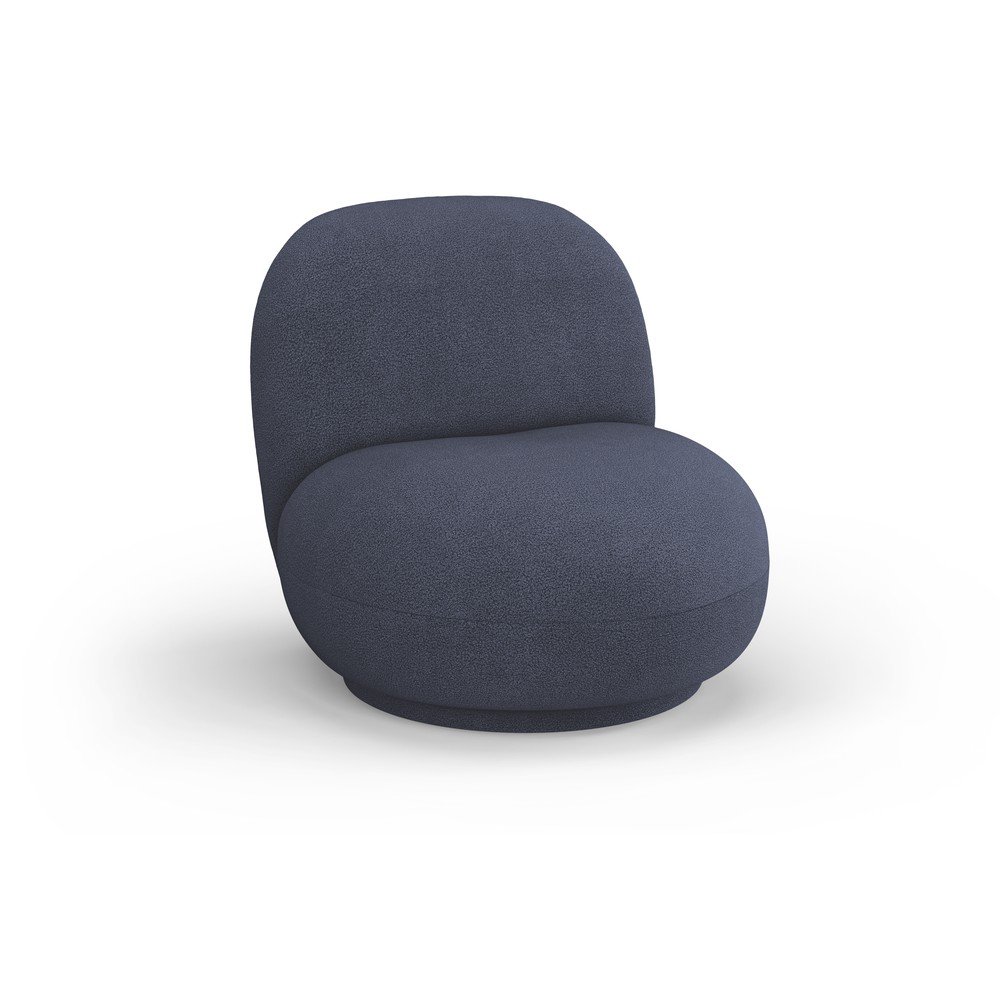 Ciemnoniebieski fotel z materiału bouclé Chuck – Micadoni Home