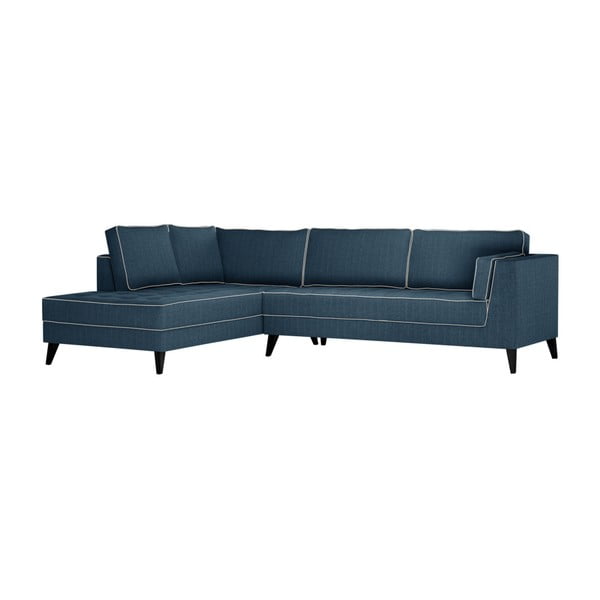 Jasnoniebieska lewostronna sofa z kremowymi detalami Stella Cadente Maison Atalaia