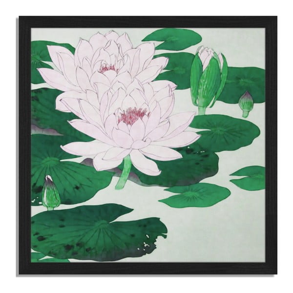 Obraz w ramie Liv Corday Asian Green Pond, 40x40 cm