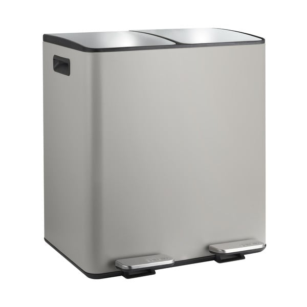 Szarobrązowy stalowy kosz na śmieci 2x20 l do segregacji odpadów/z pedałem   Aliya – Spirella