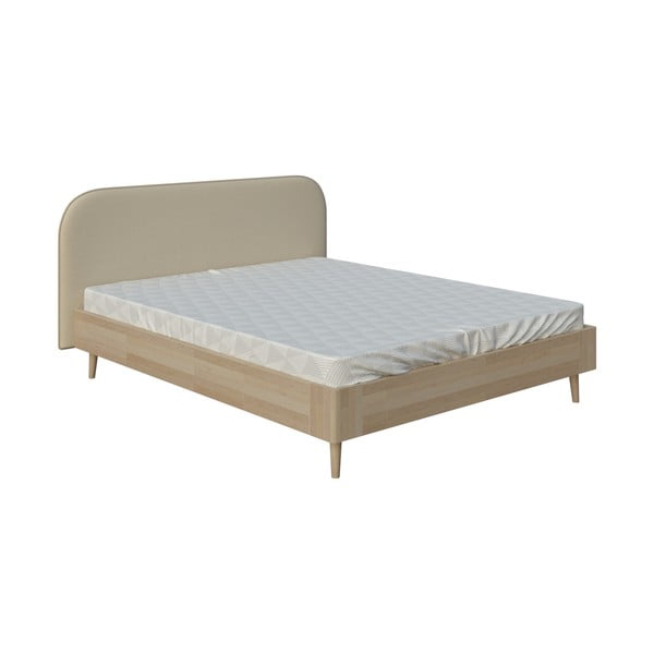 Beżowe łóżko dwuosobowe DlaSpania Lagom Plain Wood, 180x200 cm