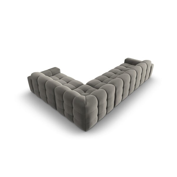 Szary aksamitny narożnik (prawostronny) Kendal – Micadoni Home-image-4