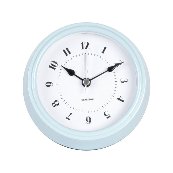 Niebieski zegar ścienny Karlsson Fifties, średnica 11,5 cm