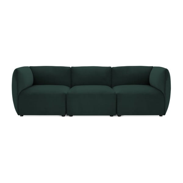 Ciemnozielona 3-osobowa sofa modułowa Vivonita Velvet Cube