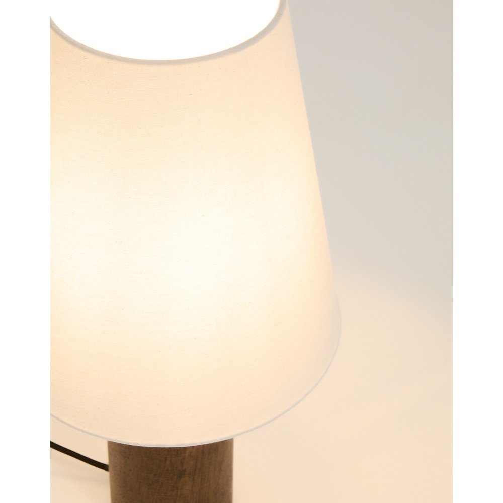 Biała/w ciemnym naturalnym kolorze lampa stołowa z tekstylnym kloszem (wysokość 49,5 cm) Marga – Kave Home (zdjęcie 3)
