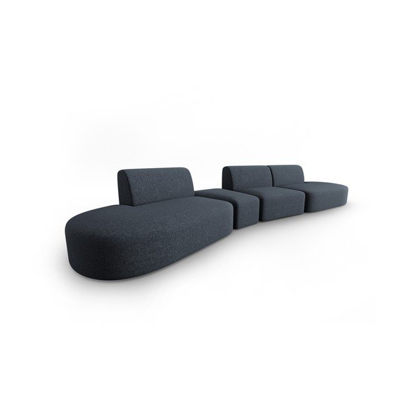 Niebieska sofa  z tkaniny szenilowej lewostronna 428 cm Paolo – Milo Casa-image-2