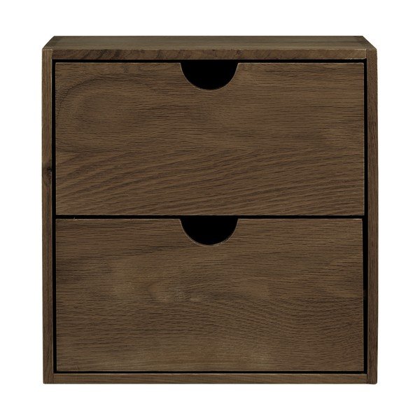 Ciemnobrązowa wielopoziomowa półka z litego drewna dębowego 30 cm Townsville – House Nordic-image-3