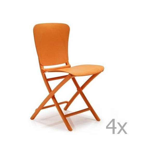 Zestaw 4 pomarańczowych krzeseł ogrodowych Nardi Zac Classic