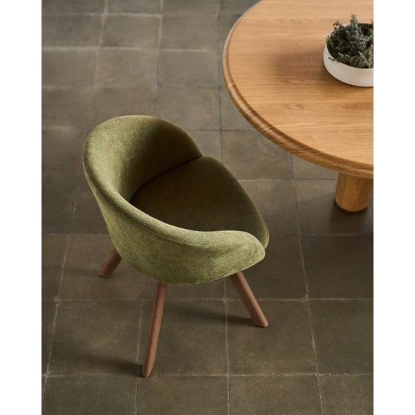 Zielony tapicerowany fotel jadalniany z podłokietnikami Marvin – Kave Home-image-2