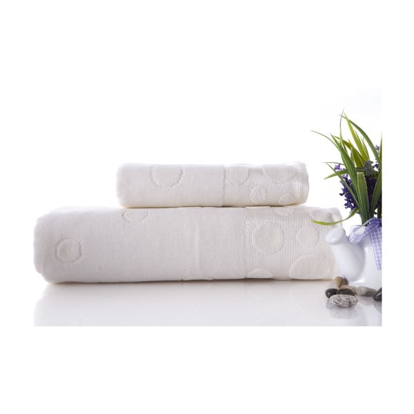 Zestaw 2 ręczników Tropical Ecru, 70x140 i 50x90 cm