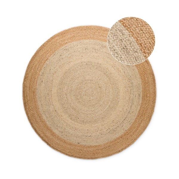 Okrągły dwustronny dywan z juty tkany ręcznie w kolorze kości słoniowej ø 200 cm Jutta Ivory – Hanse Home