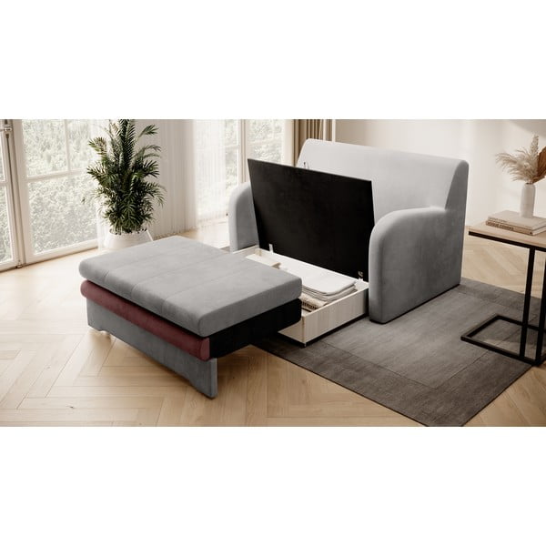 Różowa/jasnoszara aksamitna rozkładana sofa 130 cm Ario – ELTAP-image-3