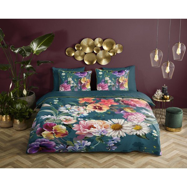 Morska pościel dwuosobowa z satyny bawełnianej 240x220 cm Novara – Descanso-image-1