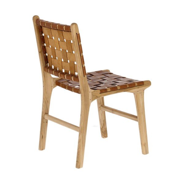 Koniakowo-naturalne krzesła ze skóry zestaw 2 szt. Calixta – Kave Home-image-2