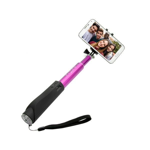 Selfie stick FIXED z przyciskiem bluetooth, różowy