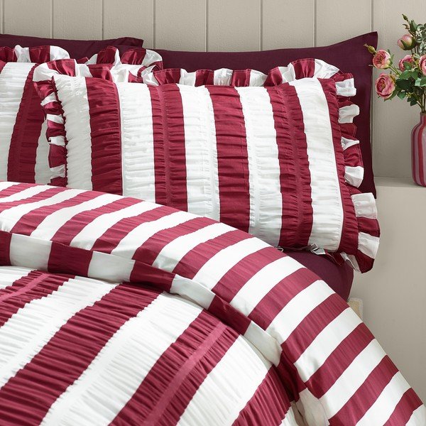 Ciemnofioletowa pościel dwuosobowa 220x230 cm Seersucker Frill Stripe – Catherine Lansfield-image-2