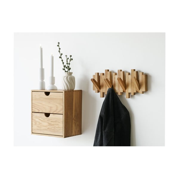 Wieszak ścienny z litego drewna dębowego w naturalnym kolorze 3 cm Caltra – House Nordic-image-1