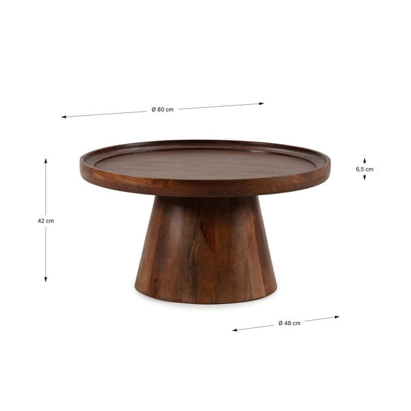 Ciemnobrązowy okrągły stolik z litego drewna mango ø 80 cm Rose – MOME-image-4