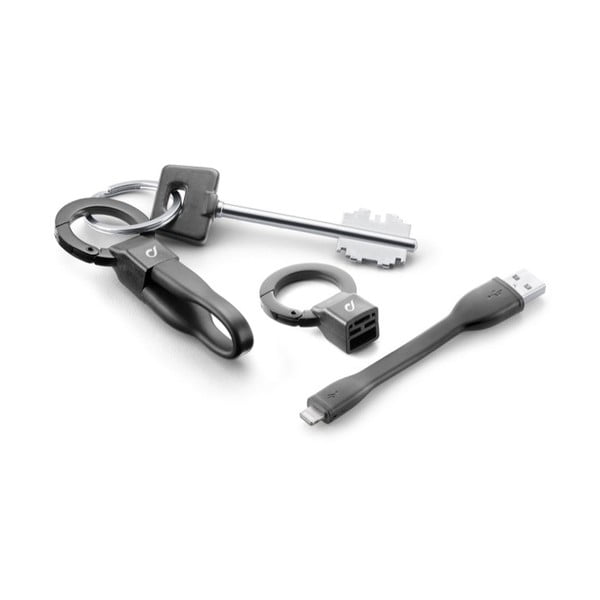 Kabel USB CellularLine KEYCHAIN z zawieszką na klucze, Lightning, MFI, czarny
