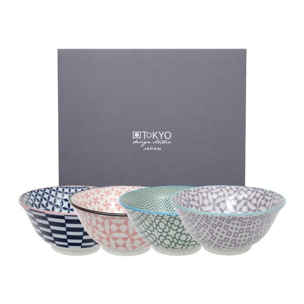 Komplet 4 porcelanowych misek Tokyo Design Studio Geo Eclectic