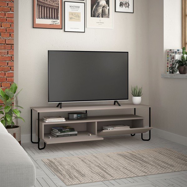 Szarobeżowa szafka pod TV 150x45 cm Dilly – Marckeric-image-4