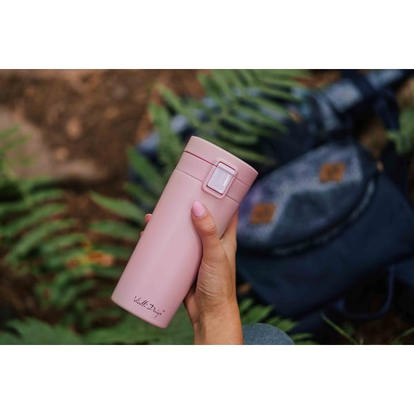 Różowy podróżny kubek termiczny Vialli Design Fuori, 400 ml-image-4