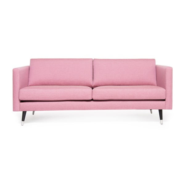Różowa sofa 3-osobowa z nogami w kolorze srebra Vivonita Meyer