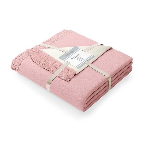 Pudrowy koc z domieszką bawełny AmeliaHome Franse, 150x200 cm-image-2