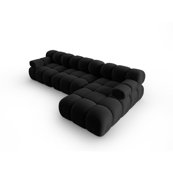Czarna aksamitna sofa 285 cm Bellis – Micadoni Home-image-4