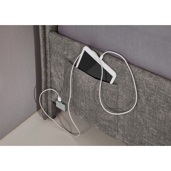 Szare tapicerowane łóżko dziecięce ze schowkiem ze stelażem 140x200 cm Fun – Meise Möbel-image-1