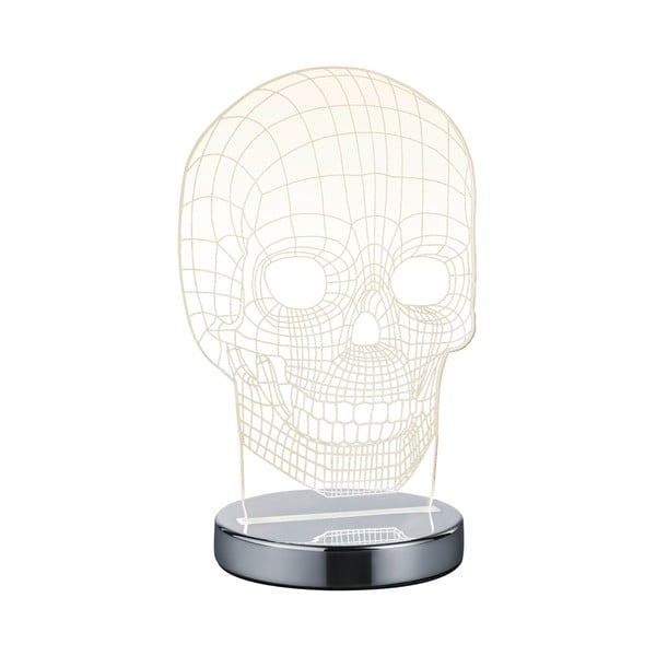 Lampa stołowa LED w kolorze błyszczącego srebra (wys. 21 cm) Skull – Trio