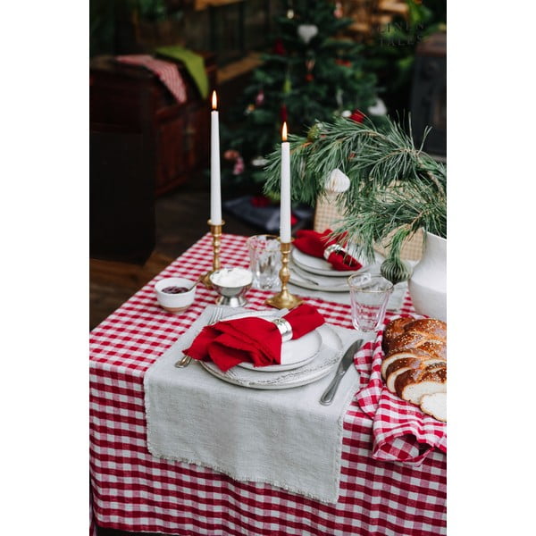 Lniany obrus 140x140 cm Red Gingham – Linen Tales-image-2