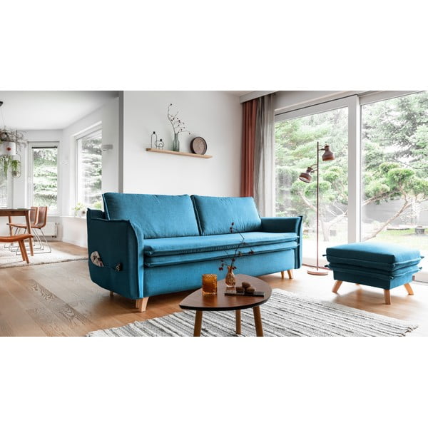 Turkusowa rozkładana sofa 225 cm Charming Charlie – Miuform-image-3