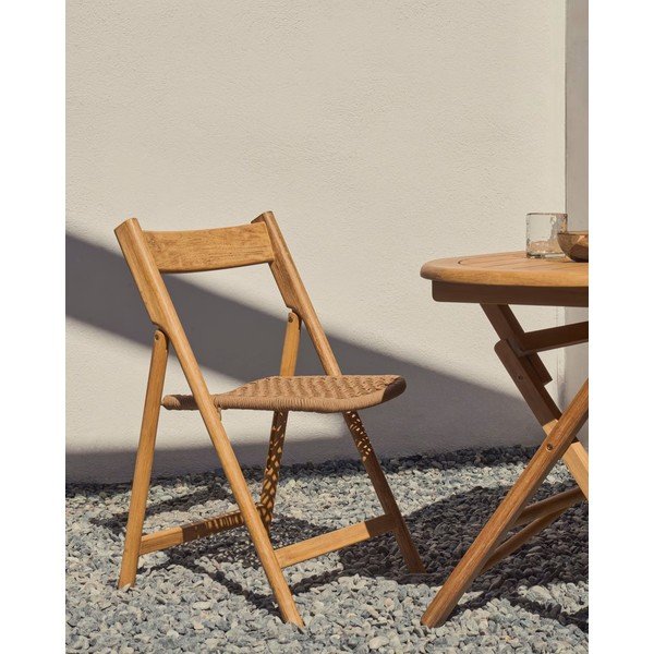 Brązowe drewniane krzesło ogrodowe Dandara – Kave Home-image-1