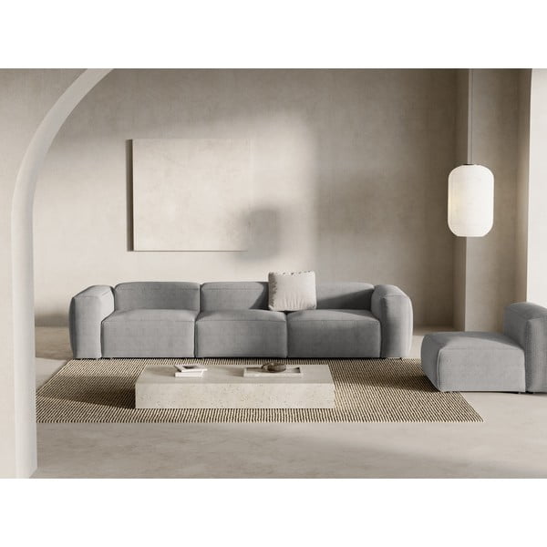 Jasnoszara sztruksowa sofa 364 cm Bergamo – Cosmopolitan Design-image-1