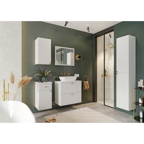 Biała niska wisząca szafka pod umywalkę 61,5x55,5 cm Asti – STOLKAR-image-1