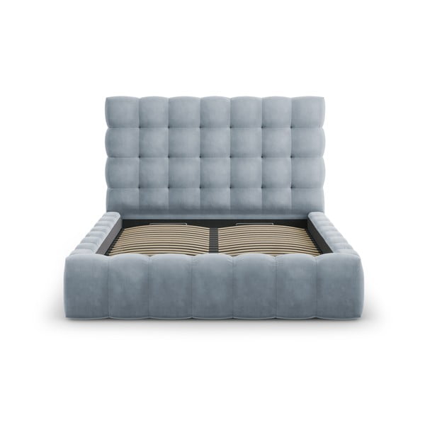 Jasnoniebieskie tapicerowane łóżko dwuosobowe ze schowkiem i stelażem 140x200 cm Bali – Cosmopolitan Design-image-3