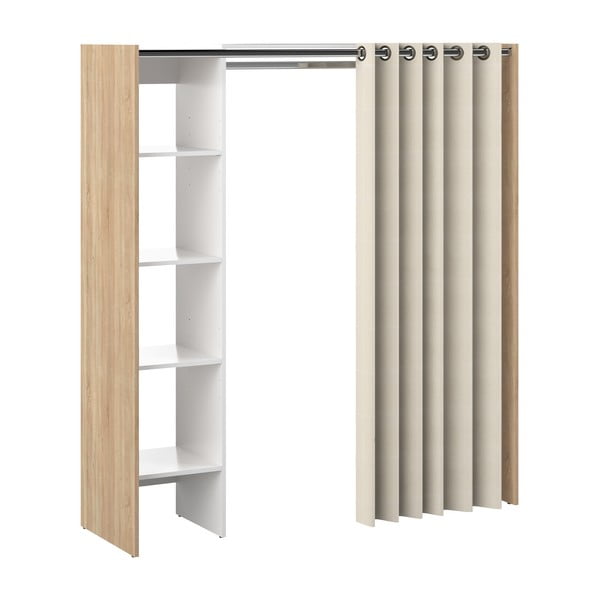 Biało-beżowa szafa w dekorze dębu 160x182 cm Tom – TemaHome -image-2