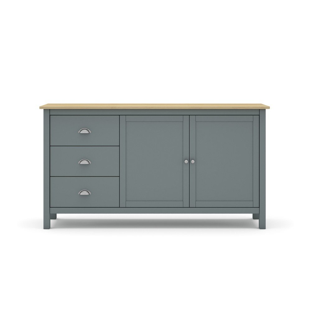 Szarozielona komoda z litego drewna sosnowego 150x80x40 cm Misti – Marckeric