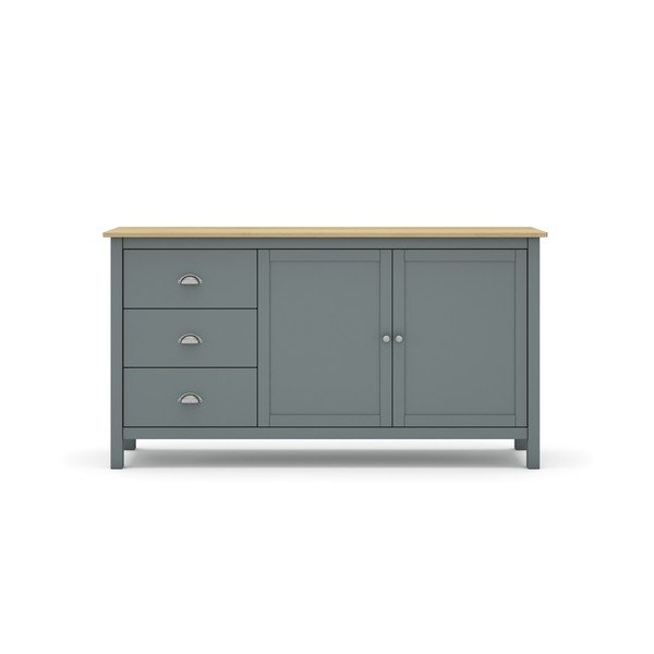 Szarozielona komoda z litego drewna sosnowego 150x80x40 cm Misti – Marckeric