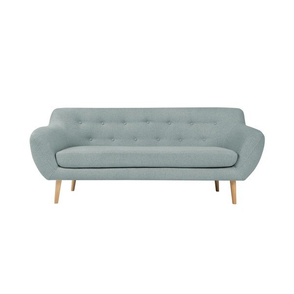 Miętowa sofa 3-osobowa z jasnymi nogami Mazzini Sofas Sicile