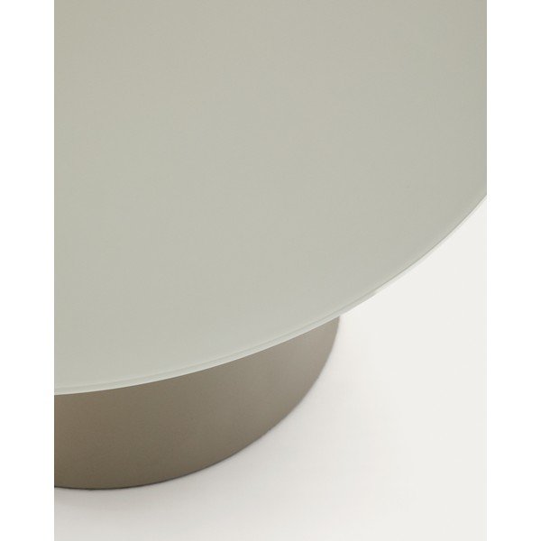 Jasnoszary okrągły stolik ze szklanym blatem ø 80 cm Wilshire – Kave Home-image-2